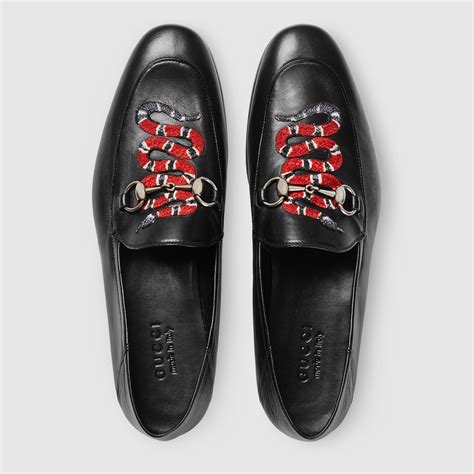 gucci loafers snake embosed black|gucci wedge loafers.